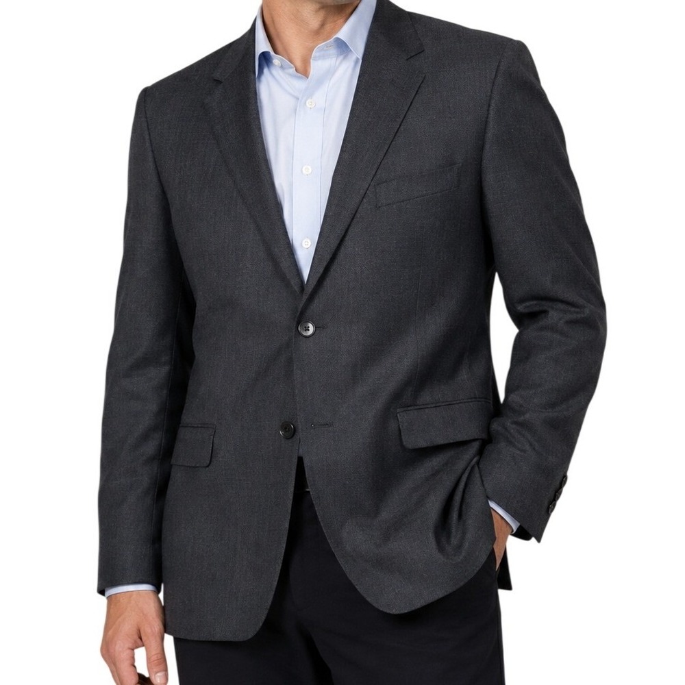 Burberry Charcoal Gray Pure New Wool 2 Button Blazer Men's 46L